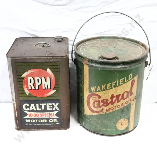 Caltex RPM Oil Tin and Wakefield Castrol Durm