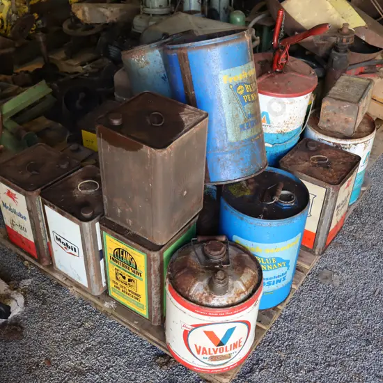 Pallet Load Of Oil Tins And Gerry Cans