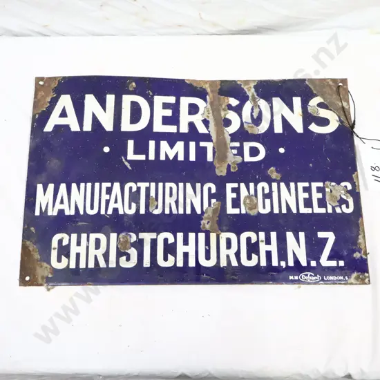 Andersons Christchurch Enamel Sign