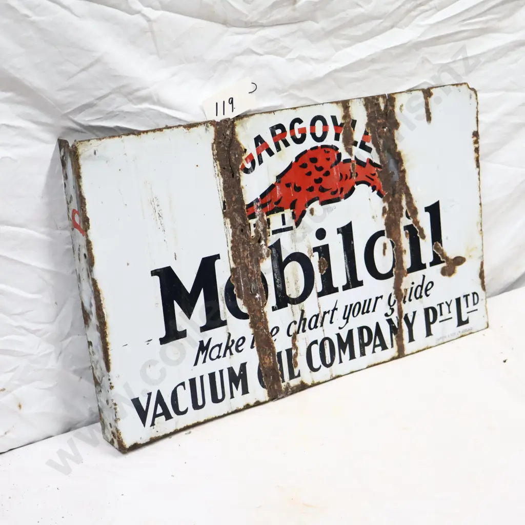Mobil Oil Gargoyle Double Sided Flanged Sign Image 1++