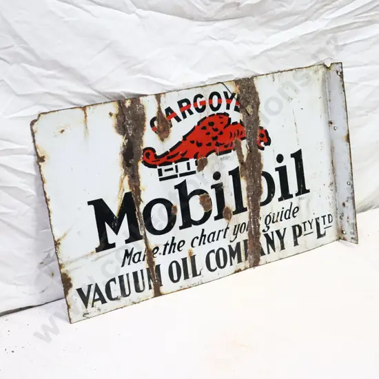 Mobil Oil Gargoyle Double Sided Flanged Sign