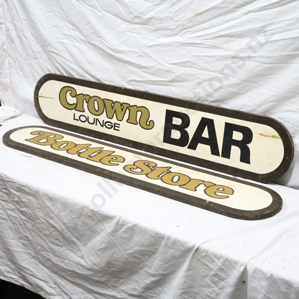 Bottle Store And Crown Bar Handpainted Wooden Signs Image 1++