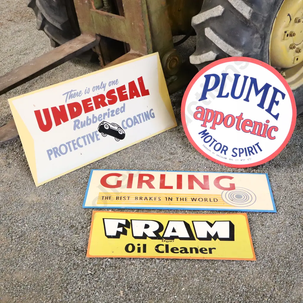 4 x Handpainted Signs by Ray Bovey, Underseal, Plume, Girling, Fram Image 1++