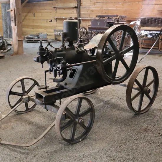 Tangye Stationary Engine On Heavy Duty Cart - Fly Wheel Size 92cm.