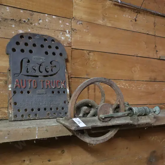 Cast Iron Lister Auto Truck Sign And Vacuum Pump