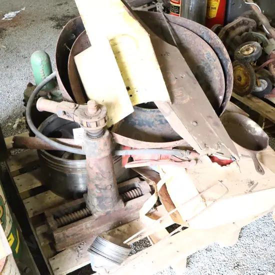Pallet Train Jack, LARGE Piston Ring, Pumps, Fire Reel Ect.