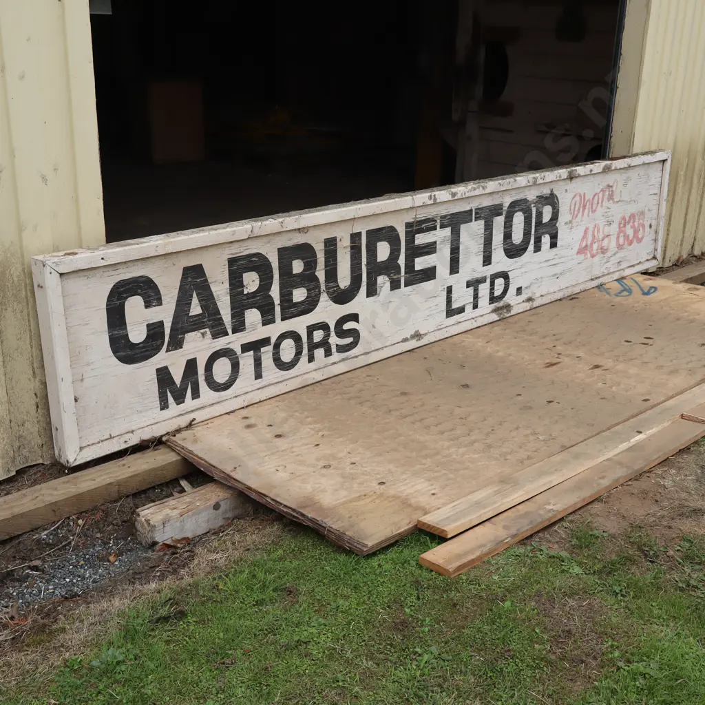 Carburetttor Motors Ltd Hand Painted Wooden Sign Image 1++