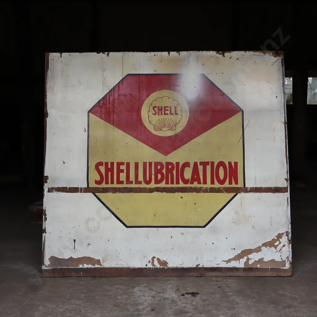 Shell Lubrication Hand Painted Hardboard Sign Image 1++