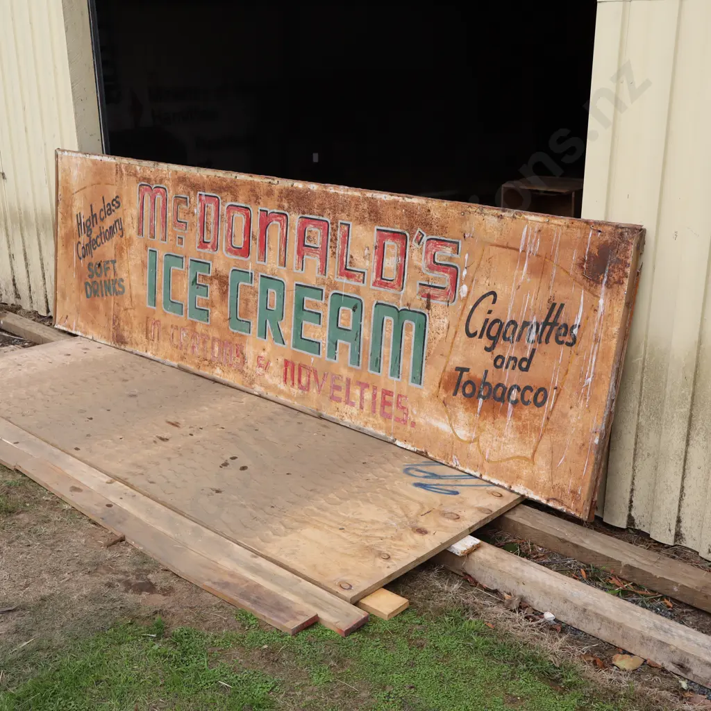 MacDonald's Ice Cream Hand Painted Tin Sign Image 1++