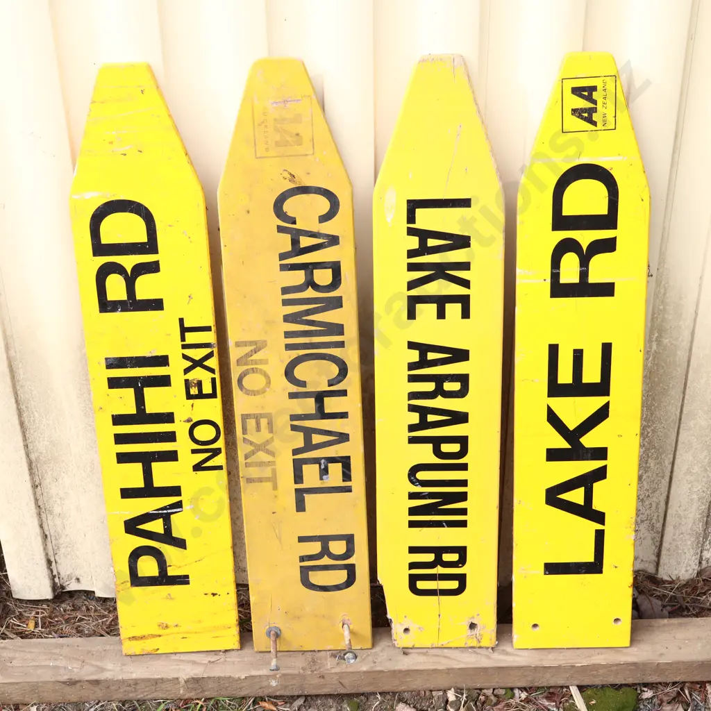 AA Signs x 4. Pahihi Road, Carmichael Rod, Lake Arapuni Rd, Lake Rd Image 1++