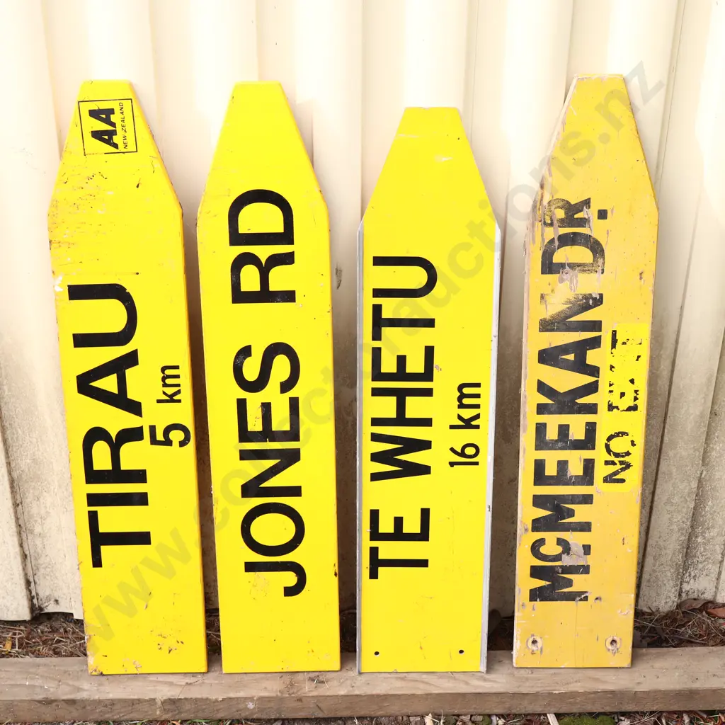 AA Signs x 4. Tirau, Jones Road, Te Whetu, McMeekan Dr Image 1++