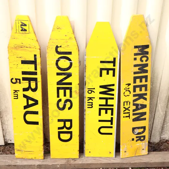 AA Signs x 4. Tirau, Jones Road, Te Whetu, McMeekan Dr