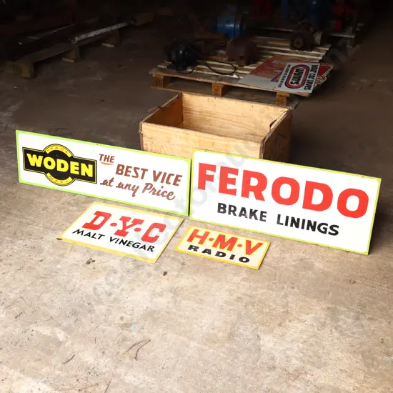 4 x Handpainted Signs by Ray Bovey. Woden, Feredo, DYC, HMV