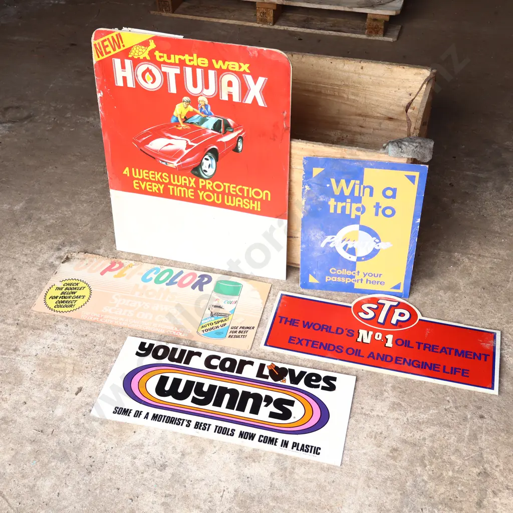 5 x Original Signs. Hotwax, Paradise, Dupli Colour, STP, Wynn's Image 1++