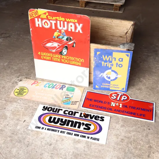 5 x Original Signs. Hotwax, Paradise, Dupli Colour, STP, Wynn's