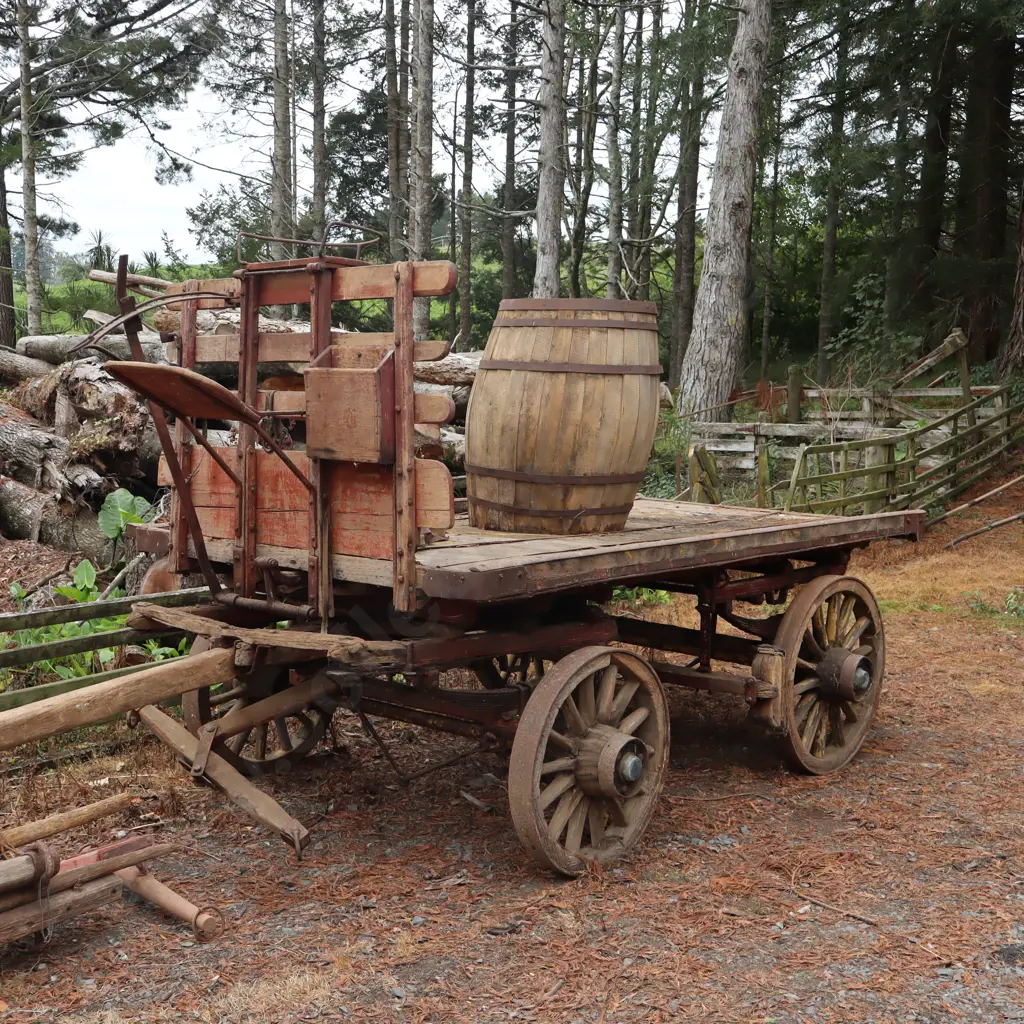 American Style Farmers Wagon Horse Drawn Cart. This Cart Is Braked From The Lever On The Drivers Seat. Image 1++