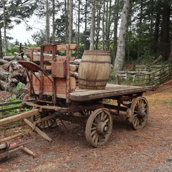 American Style Farmers Wagon Horse Drawn Cart. This Cart Is Braked From The Lever On The Drivers Seat.