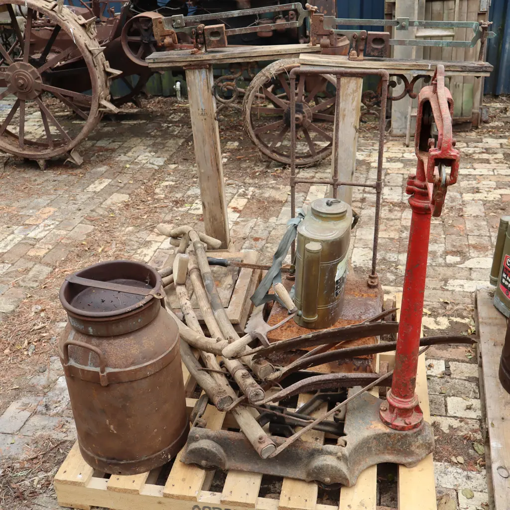 Pallet Scales, Cream Can, Sythe's Ect. Image 1++