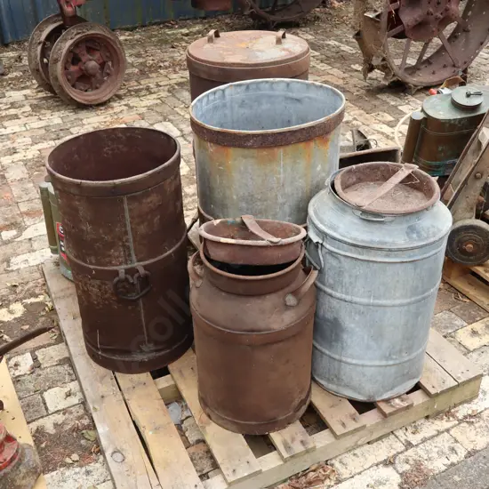 Cream And Farm Cans x 5