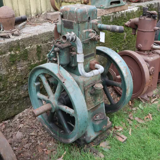 Lister Twin Flywheel Stationary Engine. 60cm Flywheels