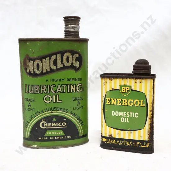 Non Cog Lubricating Oil And BP Energol Oil Tins