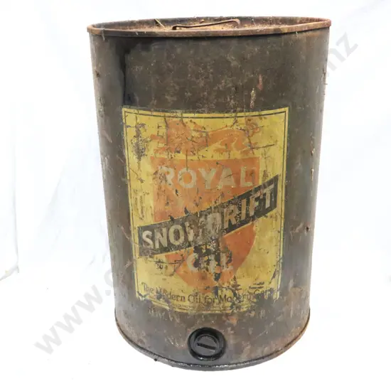 Rare Royal Snowdirft Auckland Large Oil Tin Drum