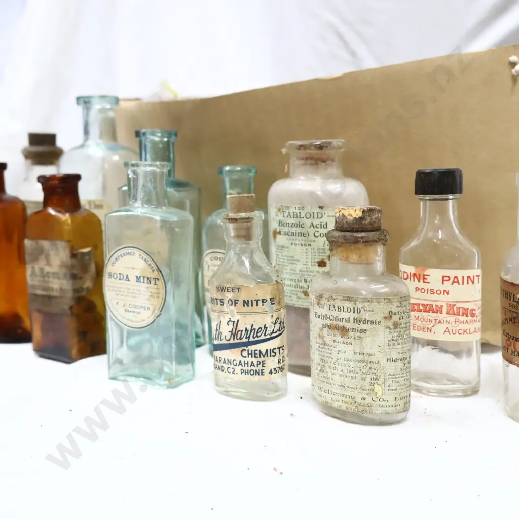 Boxed Of Labelled Chemist Bottles Image 1++