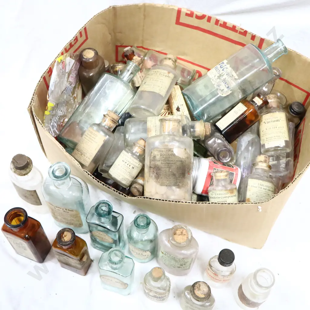 Boxed Of Labelled Chemist Bottles Image 1++