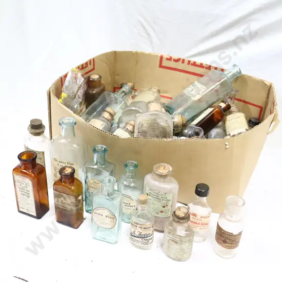 Boxed Of Labelled Chemist Bottles