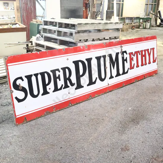 12 x 3 Foot Super Plume Ethyl Enamel Sign
